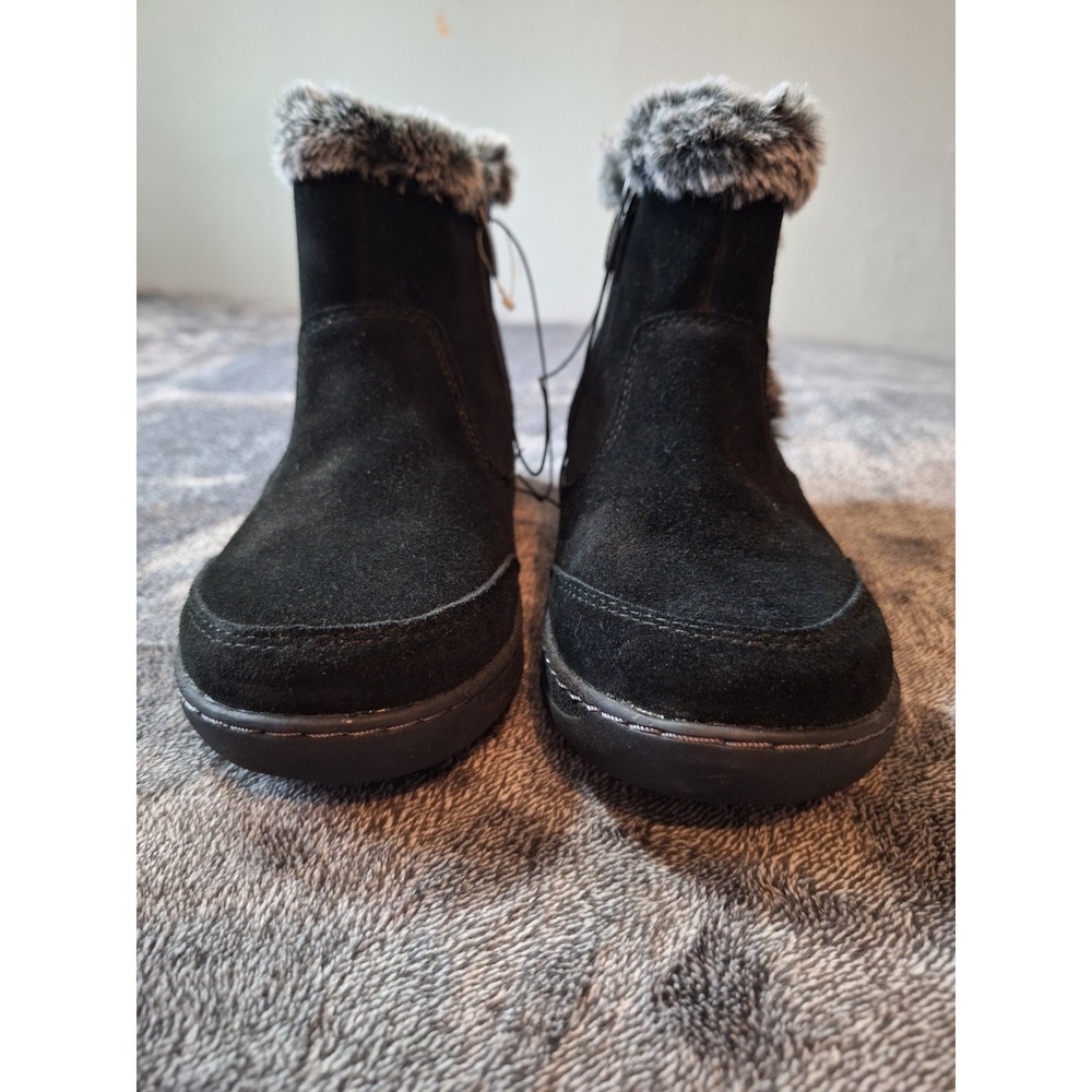 KHOMBU Suede Faux Fur Boots IRIS Womens 6M Black Booties Side Zip Cozy Style - Picture 3 of 15